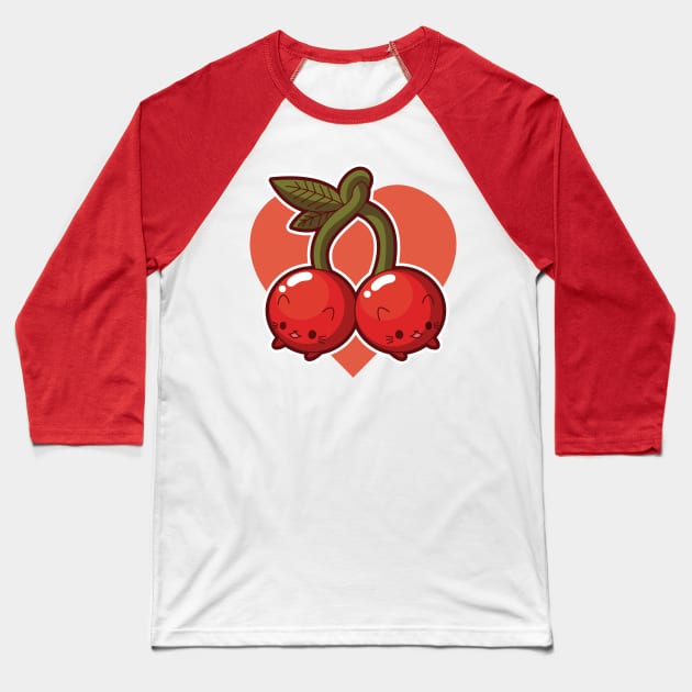 Cherry Cats Baseball T-Shirt by Kappacino Creations